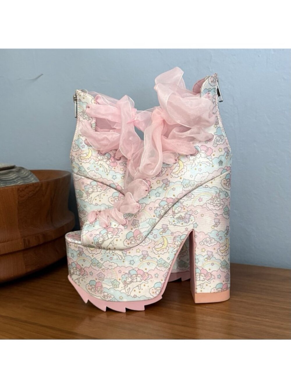 YRU x Sanrio Little Twin Stars Chunky Platform Ballet Bae High Heels Size 6 - Picture 2 of 12